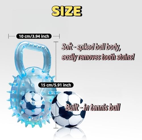 Tough Dog Ball Toy Durable Interactive Fetch Toys Strong Rubber Tennis Ball Included Squeaky Floating Chew Toy for Medium Large Breeds (Blue)