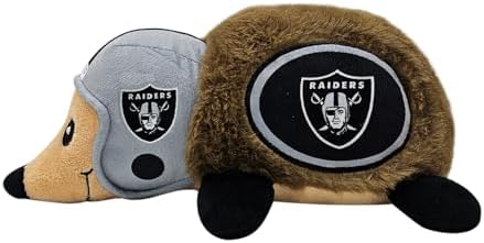 NFL LAS Vegas Raiders Plush Hedgehog Toy for Dogs & Cats, Cool Soft Pet Toy for Fun and Interactive Play, Dog Chew Toy with Squeaker, Licensed Hot Pet Toy
