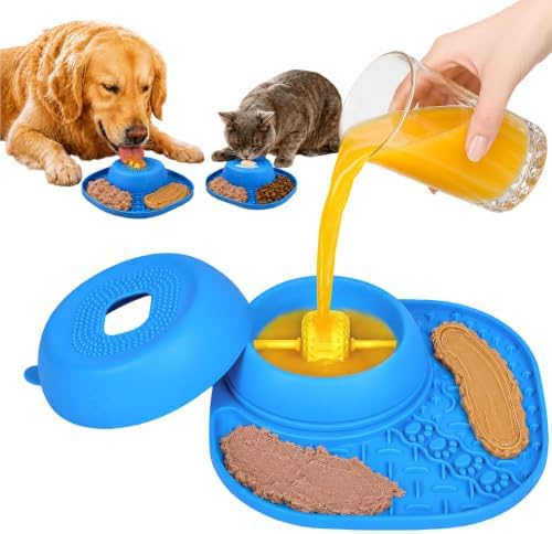 Slow Feeder Dog Bowls, Lick Mat & Interactive Rolling Ball, Dishwasher Safe