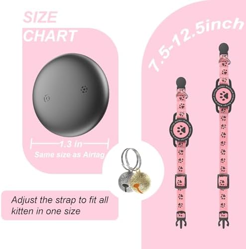 GPS Cat Tracker Collar (iOS & Android), No Monthly Fee Pet GPS Tracker Pink