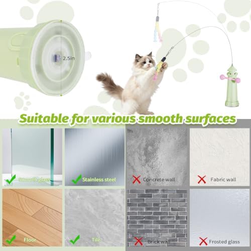 Hands-Free Suction Cup Cat Toy, Interactive Wand Teaser with Windmill Spinner, 2-in-1 Cat Toy for Boredom Relief & Indoor Play