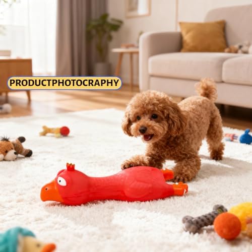 6.7" Squeaky Latex Dog Toy gripping, Cute Little Chicken Rubber Toy for Chewing and Grinding Teeth Interactive Play for Small Medium Dogs -(1Pcs Red)