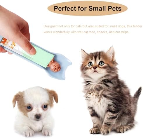 2pcs Cat Treat Spoon Squeeze, Cat Strip Feeders, Multi-Function Kitten Strip Squeeze Spoon for Wet Food Liquid Snack, Licky Treats Feeding Scoop Treat Dispenser Feeding Scoop for Puppies Small Pets