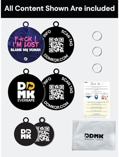 DDMK Smart Pet Tag Set | Includes 3 Tags | QR Code for Instant Alerts | Custom Pet Profiles | Durable & Waterproof | No Subscriptions or Fees |6-Fxck I AM Lost