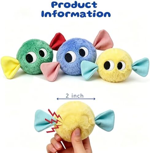 Squeaky Plush Ball Dog Toys for Small Dogs, Mini Breed, 2'' Soft Fuzz Ball