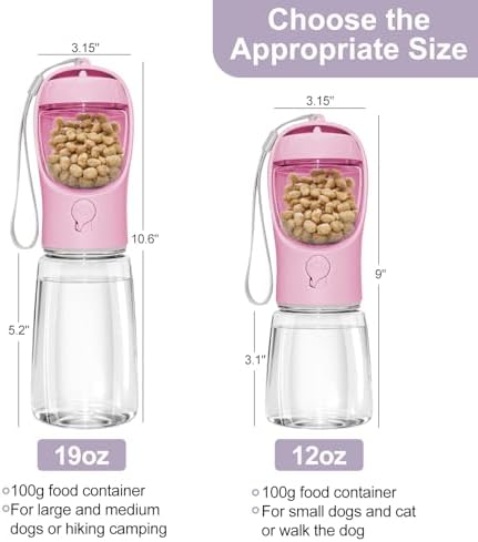 Portable Dog Water Bottle with Food Container, Drinking Bottle for Travel