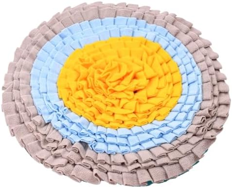 Dog Snuffle Mat Interactive Round Shape Sniff Feeding Food Mats Pet Foraging Treat Dispenser Toy Slow Feeder for Dogs Rabbits (Grey/Blue/Yellow)