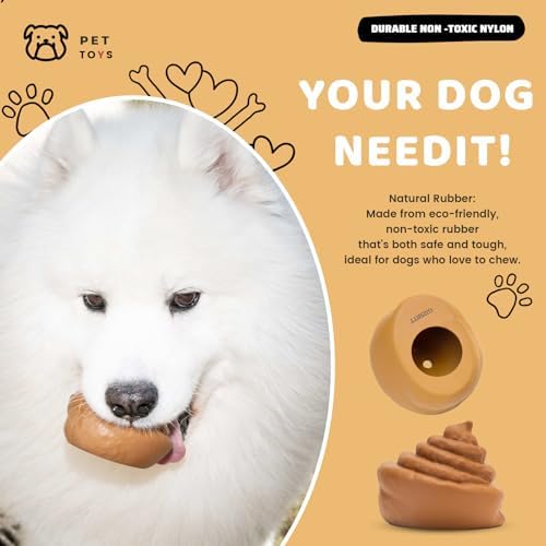 2-Pack Poop-Shaped Durable Dog Chew Toys for Small Medium Large Dogs, Funny Interactive Rubber Dog Toys for Aggressive Chewers Teething, Pranking, Boredom Relief, Mental Stimulation, Adorable Gag Gift