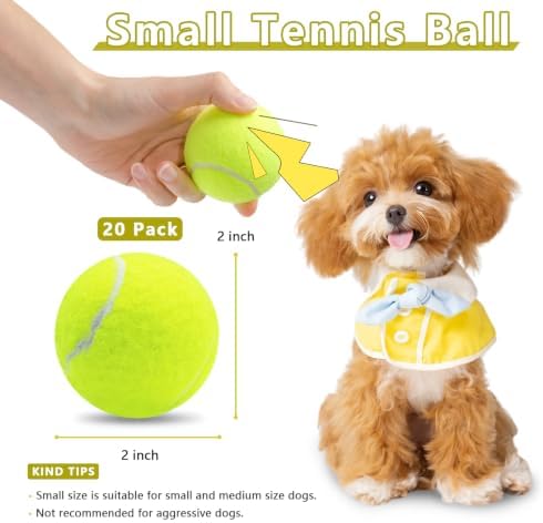 Magicorange Small Tennis Balls, 20 Pack 2 inch Squeaky Tennis Balls