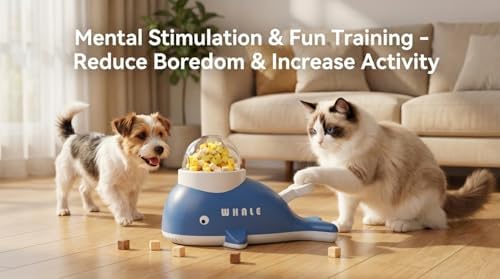 Duck-Shaped Interactive Slow Feeder for Cats & Dogs, Automatic Treat Dispenser Toy for Mental Stimulation and Anxiety Relief, Suitable for Small-Medium Pets (Little Whale Treat Dispenser)