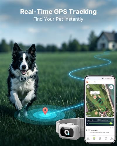 ABBIDOT GPS Tracker for Dogs - Real-Time Pet Tracker with Virtual Fence, Activity Monitor, Location History, Escape Alerts, 3-Mode Night Light, GPS Dog Tracker with Health & Behavior Monitoring
