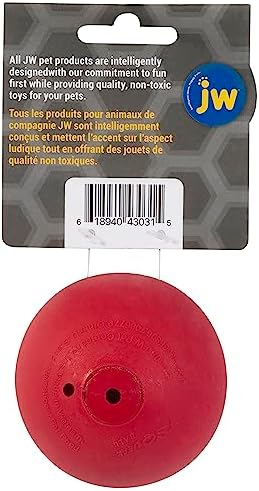 JW ISqueak Ball Durable Natural Rubber Dog Toy (Assorted Colors) (Pack of 4)