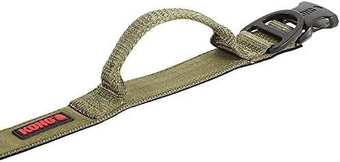 KONG Ultra Durable Padded Comfort Handle Dog Collar (Medium, Green)
