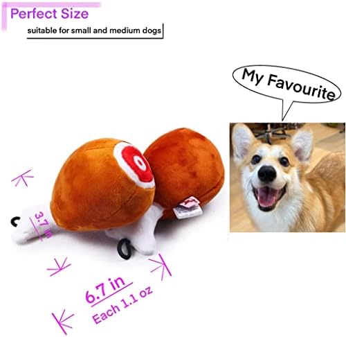 YESWOOD! Turkey Leg Dog Toy,3-Pack Stuffed Squeaky Chicken Leg Drumstick