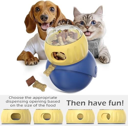 Pet Interactive Toys, Adjustable Treat Puzzle Food Dispenser Weight Loss Tumbler Slow Feeder Sliding Rolling Ball Enrichment Toy for Cats & Small Dogs