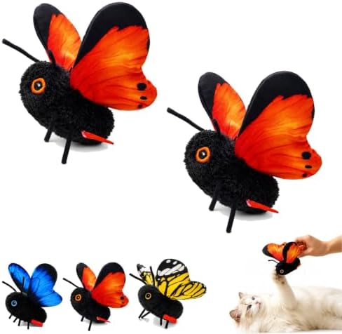 Smart Sensing Flapping Butterfly Toy Interactive Cat Teaser Toy，2pcs B