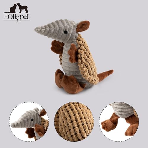 Hollypet Armadillo Squeaky Puppy Dog Toys for Small Medium Dogs, 8"