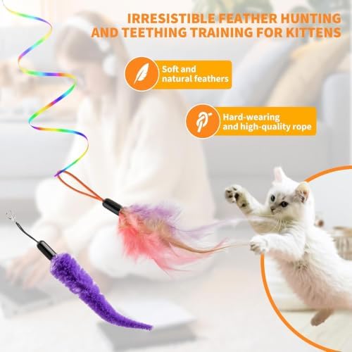 Interactive Automatic Cat Toy, 360° Rotating Feather Wand