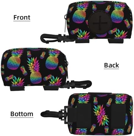 Colorful Neon Pineapple Black Dog Poop Bag Holder for Walking, Hiking, Running And Traveling
