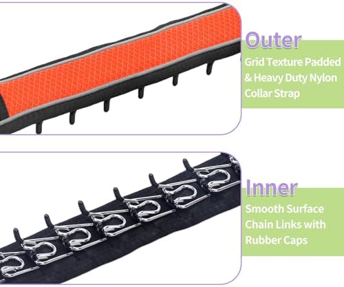 Martingale No Pull Dog Collar for Large Medium Dogs Training Walking, Heavy Duty Nylon Reflective Adjustable Anti Pull Slip Collar with Buckle S Orange