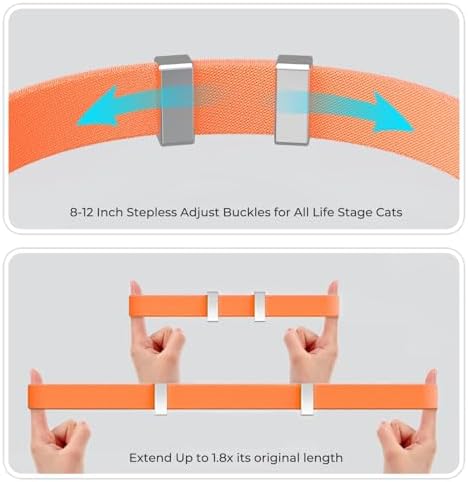 AirTag Cat Collar, Ultra Elastic Cat Tracker Collar (Orange) | Compatible with Apple Air Tag Holder, Lightweight, Scratch Resistant, Stepless Adjustable Pet Tracking Collars for Cat Kitten