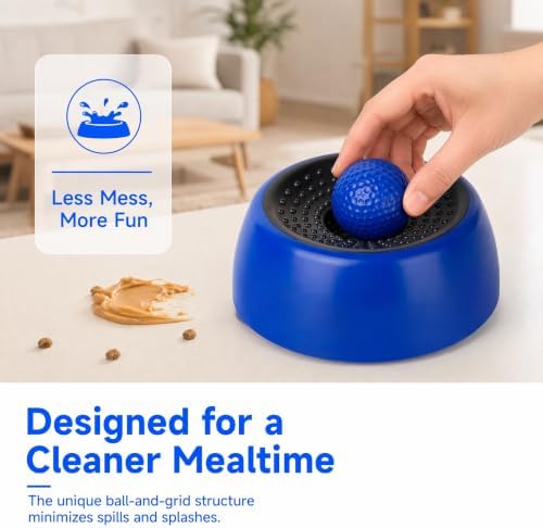 Dog Licking Bowl with Rolling Ball, Interactive Slow Feeder Dog Bowls & Dog Lick Bowl for Boredom Relief, Calming Lick and Roll Bowl for Dogs & Cats with Suction Cups for Wet Food, Peanut Butter
