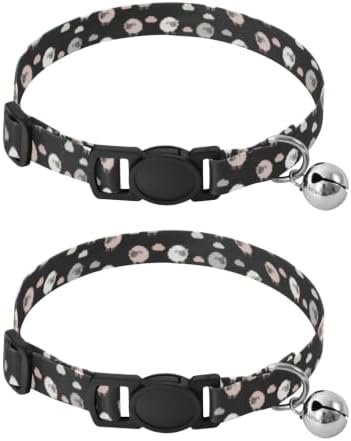 Cute Cartoon Sheep Black Pet Collars 2 Pack Collar for Puppy Adjustable 10.6 to 17.1 Inches