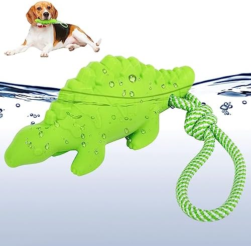 Dog Floating Toy, Dog Chew Toy for Aggressive Chewers, Pool Toy with Rope for Interactive Fetch & Play, Dog Beach Toy Set (Dinosaur)