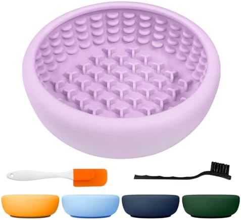 Dog Slow Feeder Licking Bowl,Freezeable Anxiety Relief Treat Dispenser, Non-Slip Anti-chocking Pet Dish, Interactive Puzzle Toy for Small Medium Breed,Freezable BPA Free Silicone Dishwasher Safe