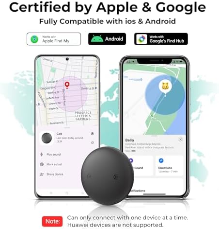 Cat GPS Tracking Collar (iOS & Android), Mini Bluetooth GPS Dog Tracker 1P | Pet Activity Monitor No Monthly Fee, Adjustable‑Lightweight Design, Works with Apple Find My and Google Find Hub, Blue