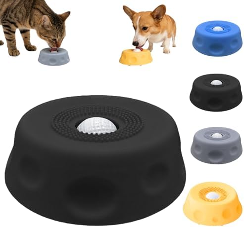 Dog Lick Bowl with Ball,Lick Ball Bowl for Dogs,Dog Licking Bowl with Rolling Ball,Slow Feeder Ball Bowl to Slow Pet Eating,Rolling Ball Dog Bowl Give Pet More Time to Enjoy Eating. (Black)