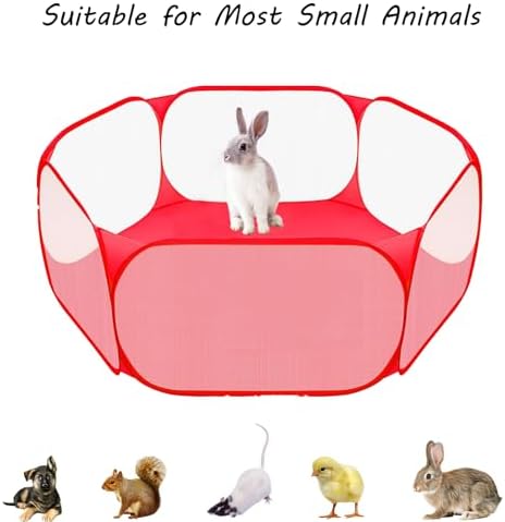Small Animals Playpen, Portable Pop-up Open Interactive Pet Tent, Indoor Outdoor Fence for Rabbits, Guinea Pig, Hamster, Chinchillas, Kittens, Puppies