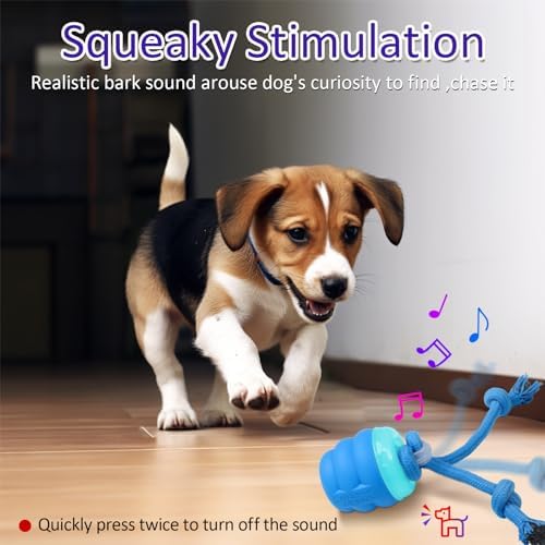 Giociv Interactive Dog Toys, Random Moving and Rolling Dogs Toy with Rope for Small Medium Dogs, with Motion-Activated