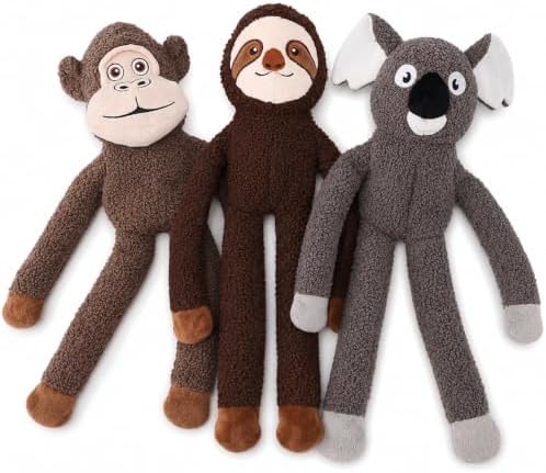 No Stuffing Dog Toys, 3-Pack Squeaky Crinkle Set