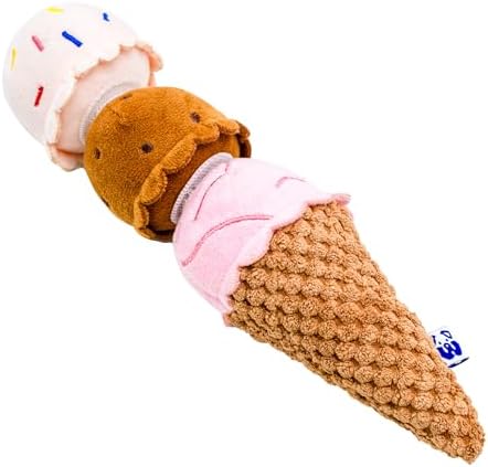 PAWTY Ice Cream Cone Dog Toy - Gift Plush Interactive Popsicle Squeaky Food Popsicle Toy - Cute Funny Enrichment Toy for Small Medium Dogs