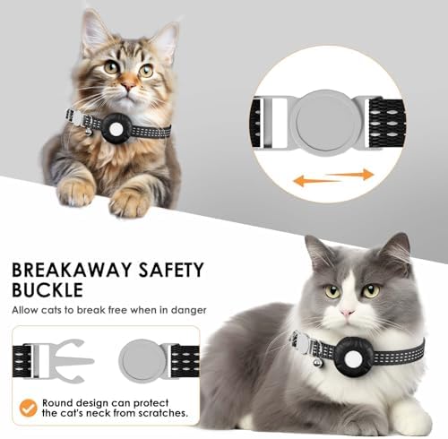Cat GPS Tracker, Waterproof Pet Tracker for Cats, Cat GPS Tracker Collar with Safety Elastic Buckle, Works with Any Collar,Compatible with Apple Find My App (Only iOS), No Monthly Fee, White