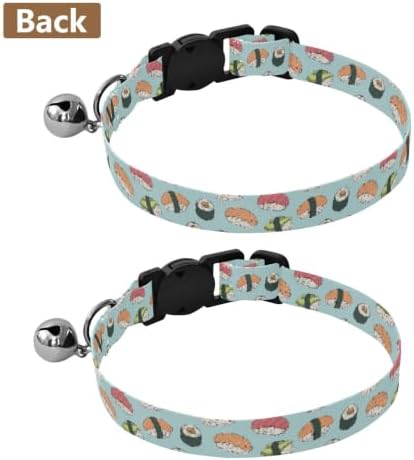 Cute Sushi Blue Small Dog Collar 2 Pack Collars for Cats Adjustable 10.6 to 17.1 Inches