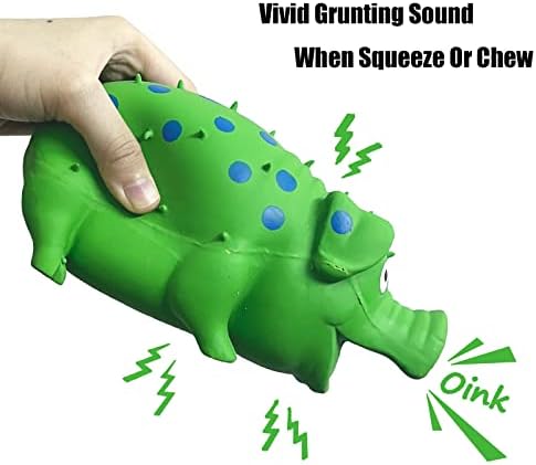 Pig Squeaky Dog Toy, 2 PCS Interactive Rubber Dog Chew Toy - Durable Latex Spot Grunting Pig Toys that Oink for Small Medium Large Dogs (Orange, Green)