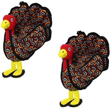 TUFFY® : 2 Pack Turkey Dog Toy: Ultra Durable Plush Toy with Multiple Layers & Reinforced Seams, Washable and Floats, Original Construction
