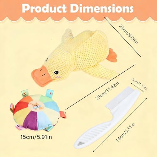 Squeaky Yellow Duck Dog Toy, Indestructible Plush Chew Toy for Small Medium Large Dogs, Durable Floppy Duck Toy to Reduce Anxiety & Destructive Behavior