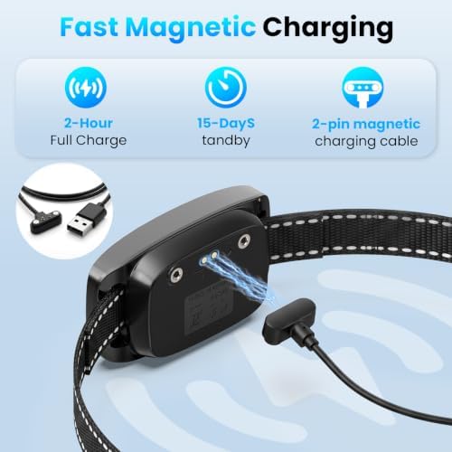 Smart Dog Bark Collar, Anti Barking Collar with 4 Training Modes, 8 Adjustable Sensitivity, Rechargeable IP67 Waterproof for Medium and Large Dogs (11-150 lbs)