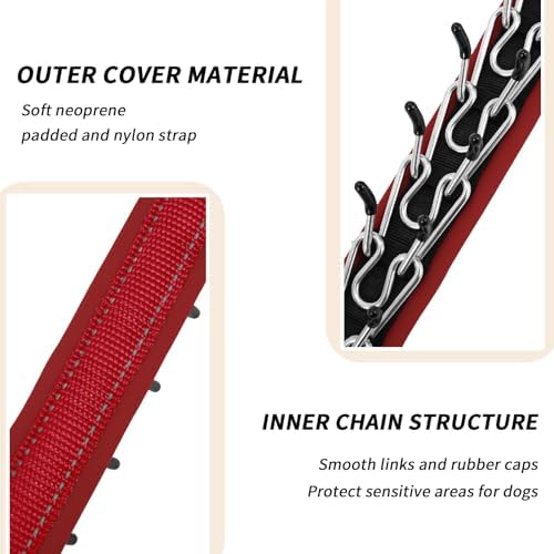 No Pull Martingale Dog Collar for Large Medium Small Dogs, Heavy Duty Nylon Reflective Adjustable Anti Pull Slip Collar with Buckle for Training Walking L Red