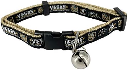 Pets First NHL Las Vegas Golden Knights CAT Collar Adjustable Break-Away Collar for Cats with Licensed Team Name & Logo. Cute a& Fashionable Hockey Sports Cat Collar with Metal Jingle Bell