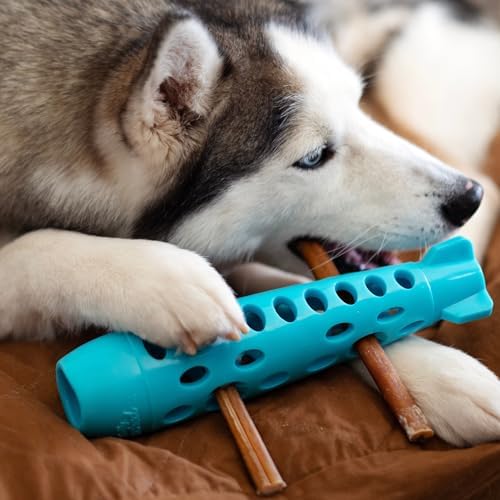 Messy Mutts Totally Pooched Stuff n Chew Rocket Stick, 10 Inch, Teal
