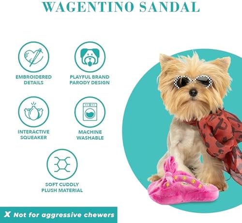 Haute Diggity Dog Wagentino Sandal Plush Dog Toy, Designer Parody Chew Toy
