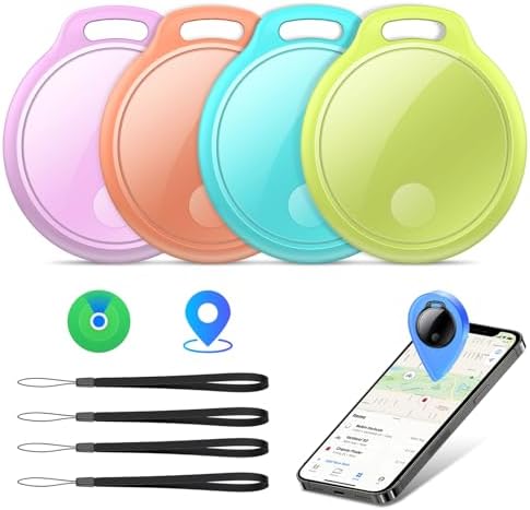 Air Tracker Tags-4 Pack: Smart Bluetooth Tracker, Compatible with Apple Find My APP (iOS Only) Replaceable Battery, IP67 Waterproof, Suitable for Luggage, Wallets, Backpacks, Keys Tracking Tag
