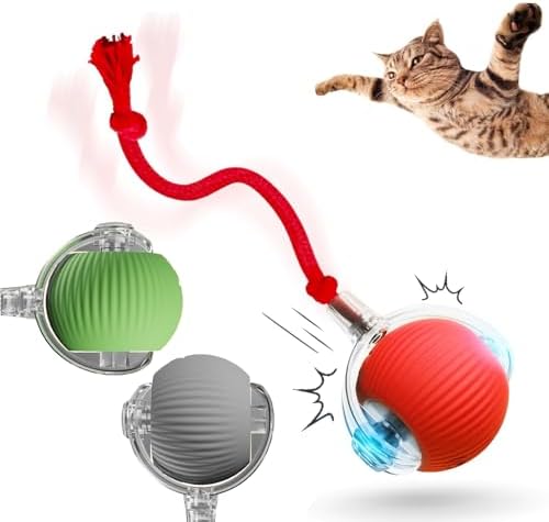 Interactive Rotating Cat Ball Toy, 360 Smart Rolling Ball Electric, Automatic Moving for Cats & Kittens (3 Colors)