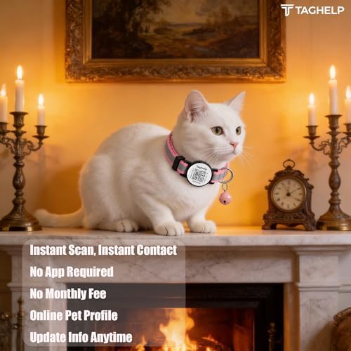 3 Pack -smart ID tag with Breakaway Cat Collars with Bell Reflective Strap, Lightweight Kitty Kitten Collars Pink Blue Collar for Female Girl Cats Male Boy Cats(Black & Blue & Pink)