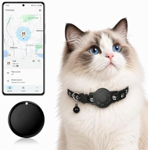 Smart Cat GPS Collar - Waterproof Pet Tracker for Android, Google Find My Compatible, No Monthly Fee. Advanced Safety Solution for Small & Large Cats.(Android Only)