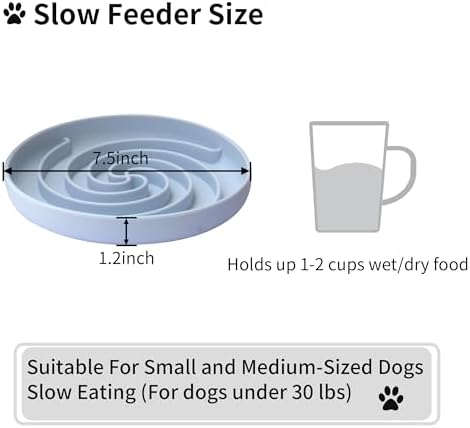Bifeaw Slow Feeder Dog Bowls, Dishwasher Microwave Safe Silicone Puppy Puzzle Bowl with Non-Slip Design for Eating (Blue and Yellow)